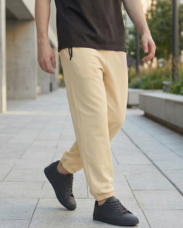 Men's Brown Oversized Warm Joggers-Front Bewakoof Shop Men's Brown Oversized Warm Joggers-Front