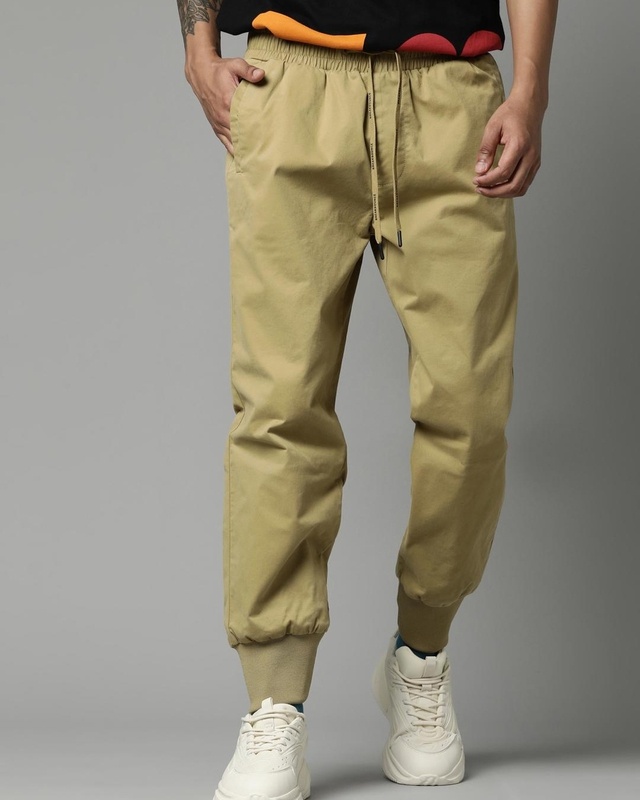 Shop Men's Brown Relaxed Fit Joggers-Front