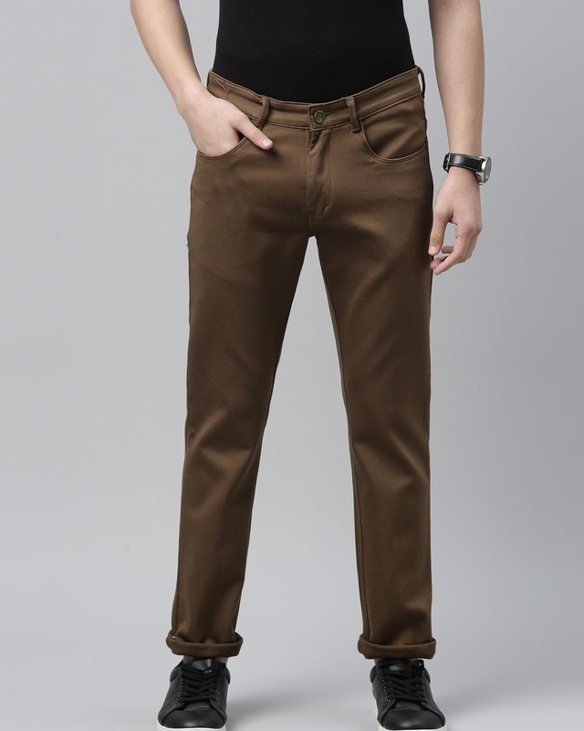 Shop Men's Brown Slim Fit Jeans-Front