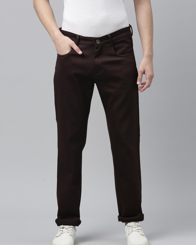 Shop Men's Brown Slim Fit Jeans-Front
