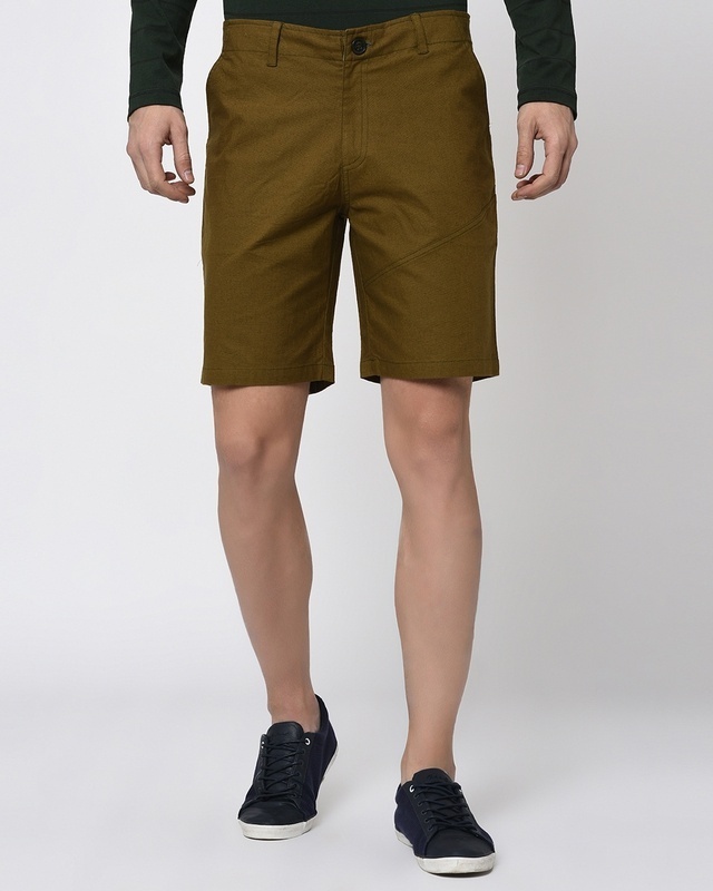 Shop Men's Brown Solid Shorts-Front