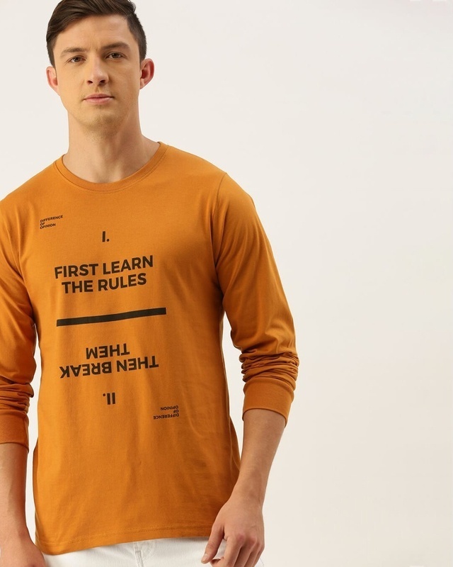 Shop Men's Brown Typography T-shirt-Front