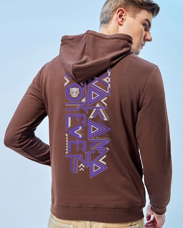 Shop Men's Brown Wakanda Forever Graphic Printed Hoodies-Front