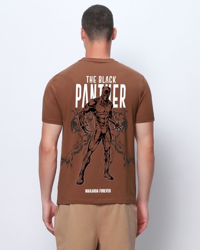 Shop Men's Brown Wakanda Forever Graphic Printed T-shirt-Front