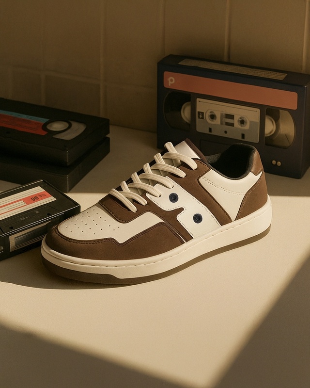 Shop Men's RetroMix Mocha Drift Color Block Low Top Sneakers-Front