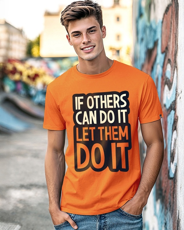 Shop Men's Caramel Orange If Others Typography T-shirt-Front