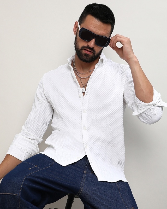 Shop Men's White Textured Shirt-Front