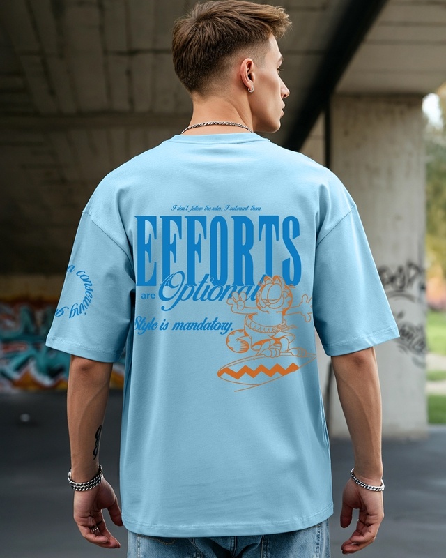 Men's Chambray Blue Style Is Mandatory Graphic Printed Oversized T-shirt