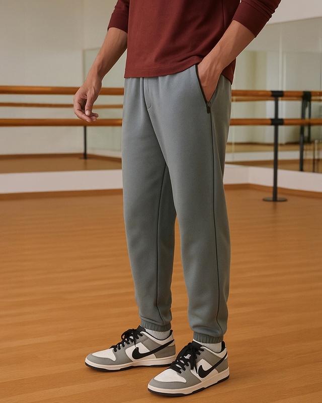 Shop Men's Charcoal Grey Oversized Joggers-Front