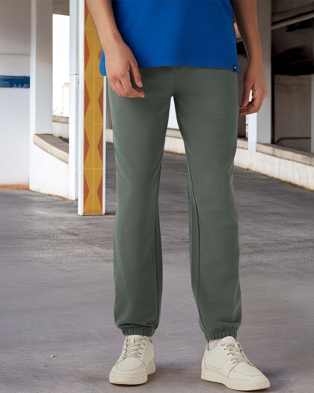 Shop Men's Charcoal Grey Textured Joggers-Front