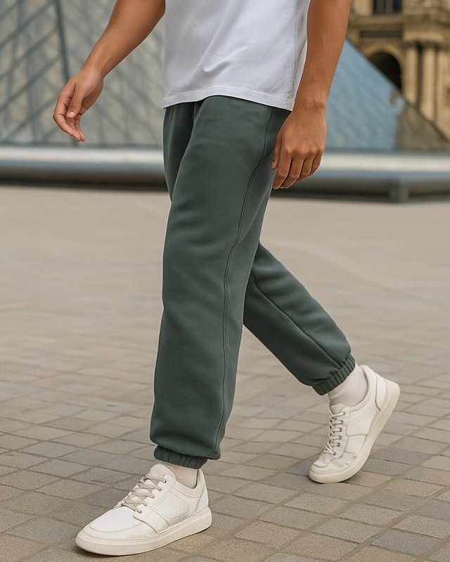Shop Men's Charcoal Grey Textured Joggers-Front