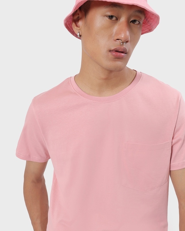 Shop Men's Cheeky Pink High Low Pocket T-shirt-Front