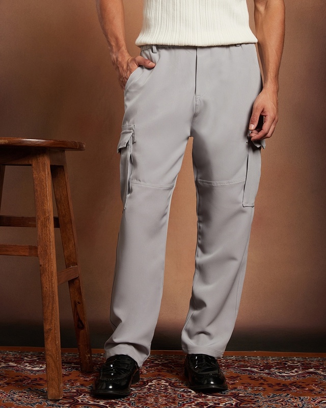 Men's Coin Grey Relaxed Fit Cargo Pants