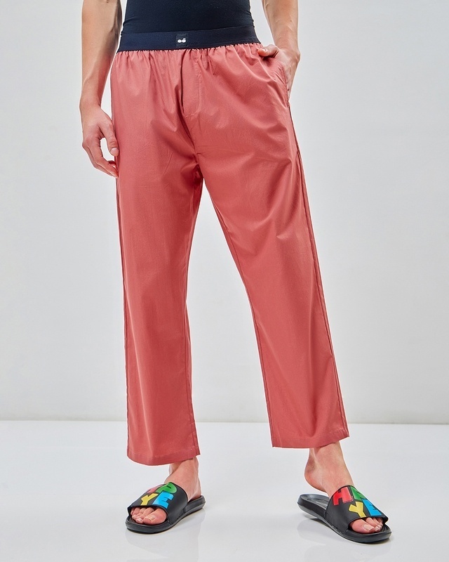 Shop Men's Coral Orange Pyjamas-Front