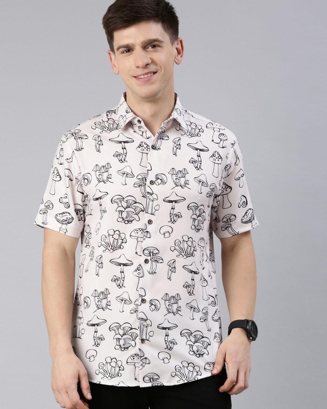 Buy Men White Slim Fit Print Full Sleeves Casual Shirt Online