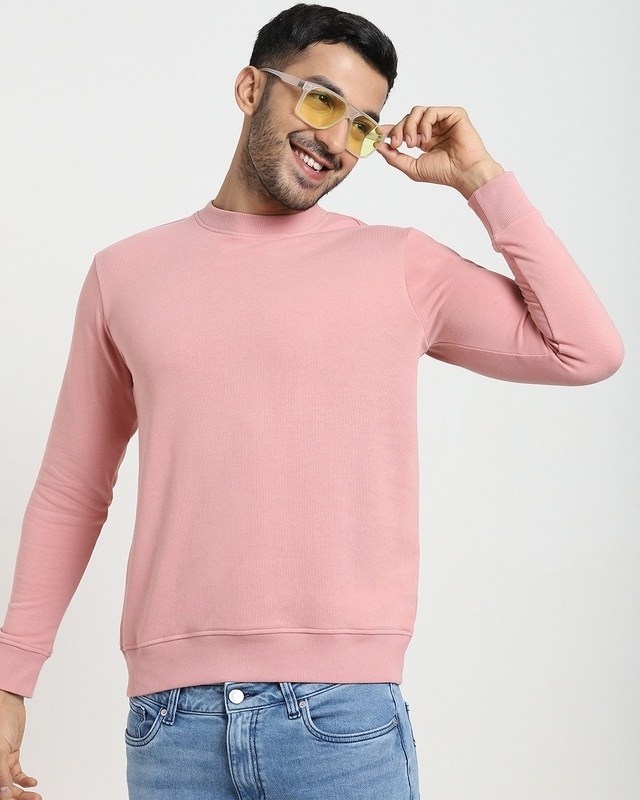 Shop Men's Pink Crew Neck Sweatshirt-Front