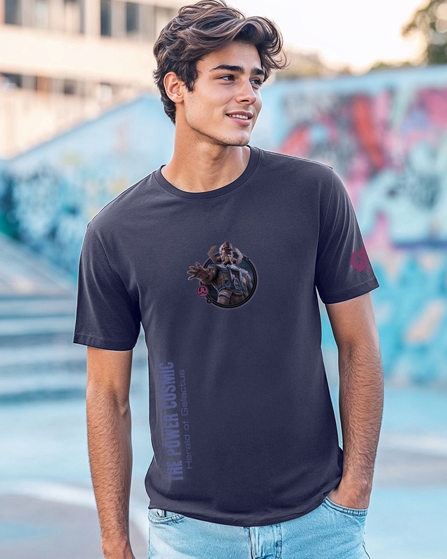 Shop Men's Dark Blue Galactus Graphic Printed T-shirt-Front