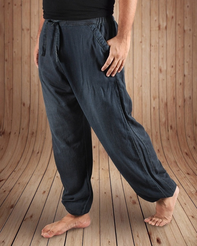 Shop Men's Dark Grey Washed Free Size Harem Pants-Front