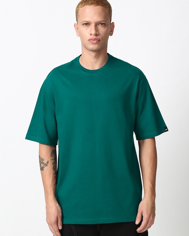Shop Men's Dark Sea Green Oversized T-shirt-Front