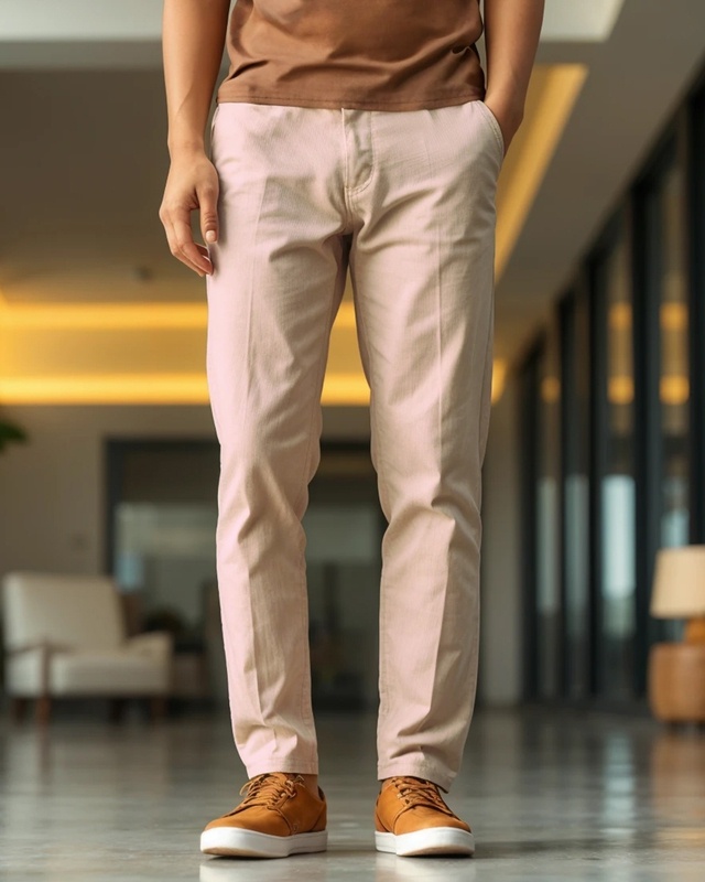 Shop Men's Desert Beige Trousers-Front