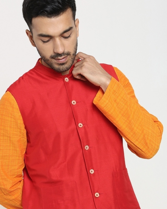Shop Men's Red Nehru Jacket-Front