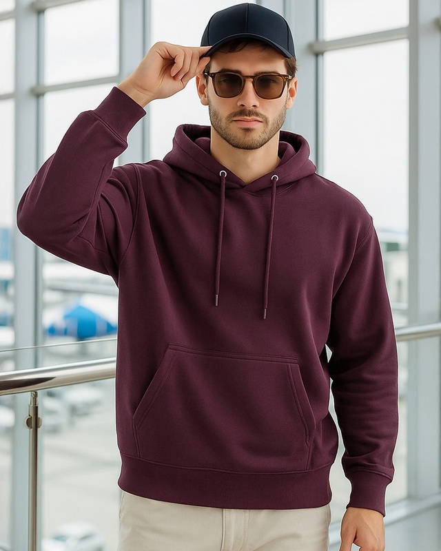 Shop Men's Fig Brown Oversized Hoodies-Front