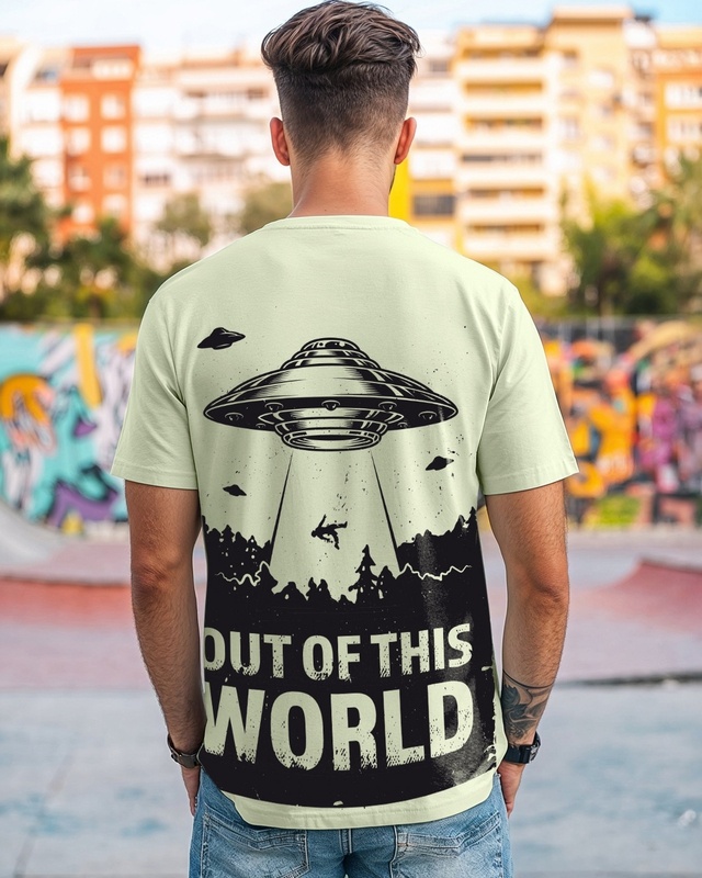 Shop Men's Fog Green Area 51 Graphic Printed T-shirt-Front