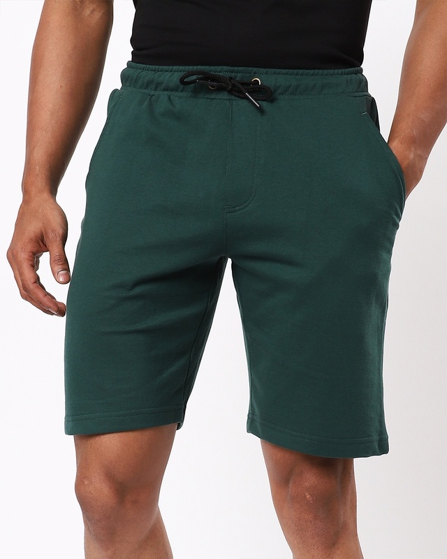 Shop Men's Forest Green Solid Shorts-Front