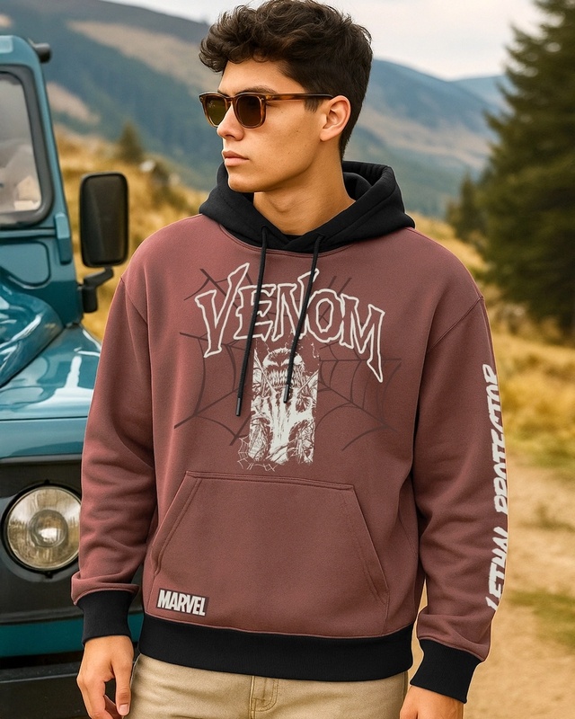 Men's Fudgesickle Brown Protector Graphic Printed Oversized Hoodies