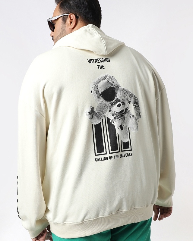 Shop Men's Gardenia ALF Outer Space Graphic Printed Oversized Plus Size Hoodies-Front