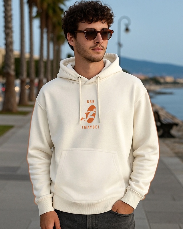 Shop Men's Gardenia BRB May Be Graphic Printed Oversized Hoodies-Front