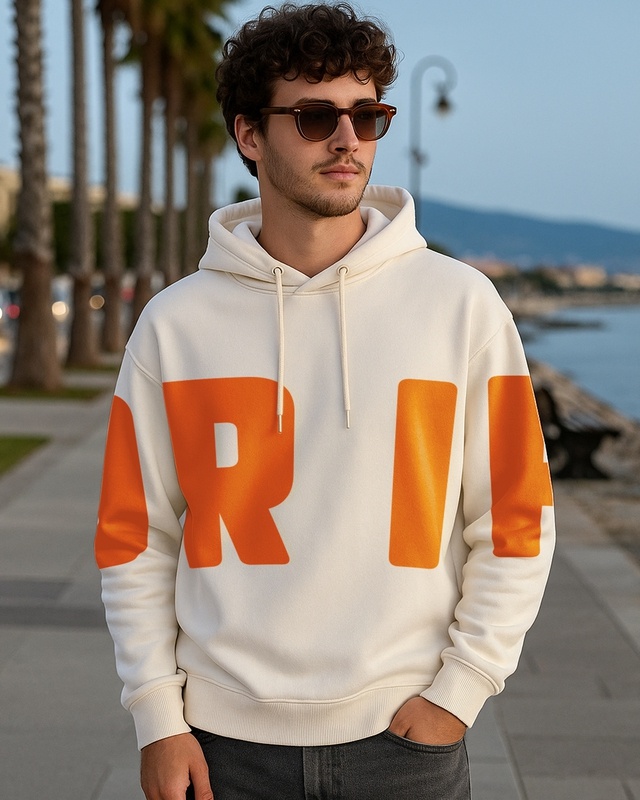 Shop Men's Gardenia Drip Typography Oversized Hoodies-Front