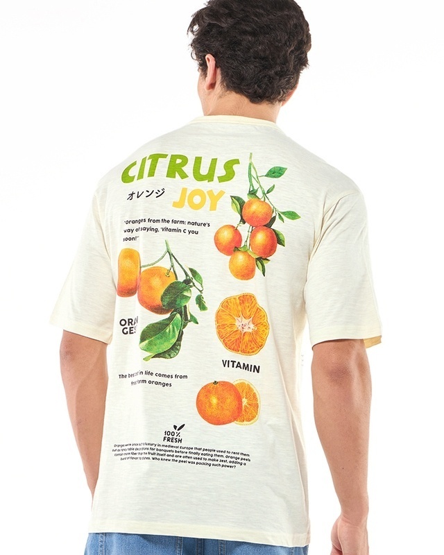 Shop Men's Gardenia Farm Fresh Graphic Printed Oversized T-shirt-Front