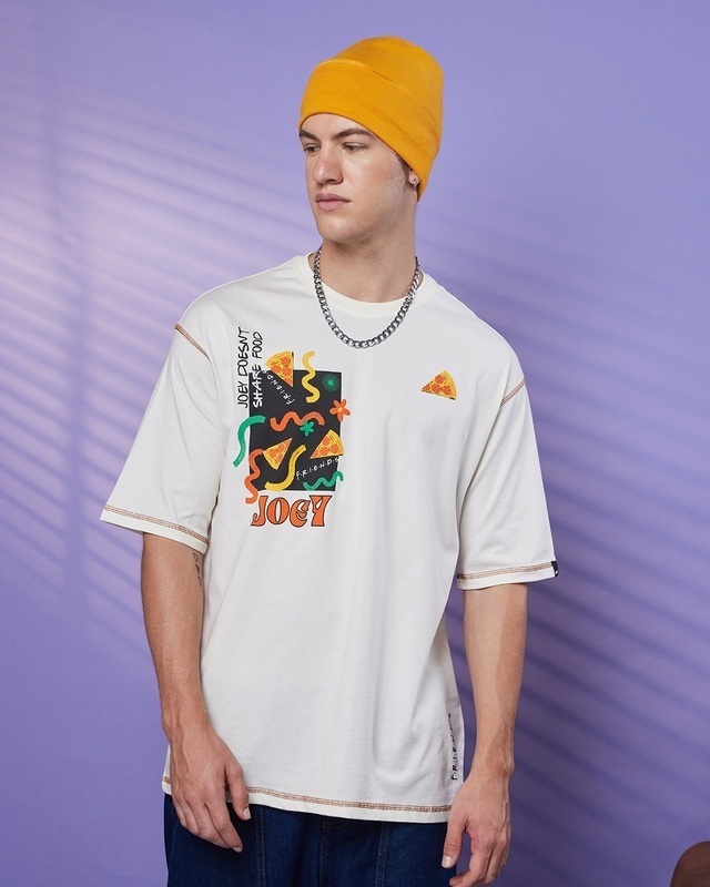 Shop Men's Gardenia Joey Doesn't Share Graphic Printed Oversized T-shirt-Front