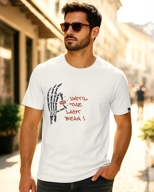 Men's Gardenia Last Bean Graphic Printed T-shirt-Front Bewakoof Shop Men's Gardenia Last Bean Graphic Printed T-shirt-Front