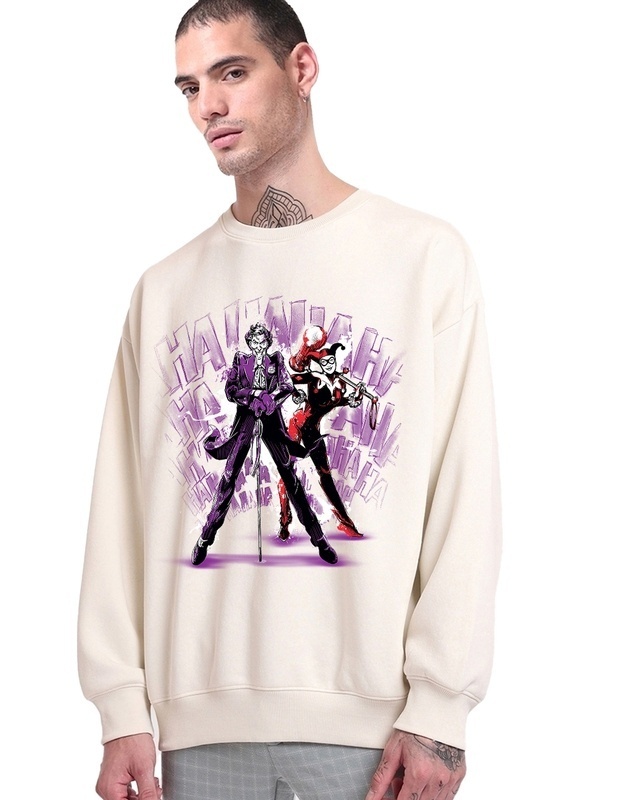 Shop Men's Gardenia Maniac Duo Graphic Printed Oversized Sweatshirt-Front