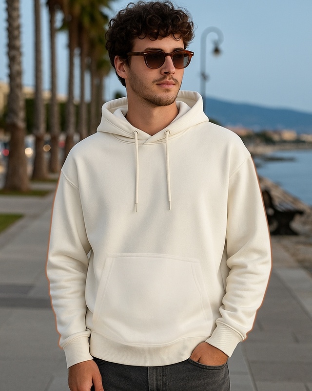 Men's Gardenia Oversized Hoodies-Front Bewakoof Shop Men's Gardenia Oversized Hoodies-Front