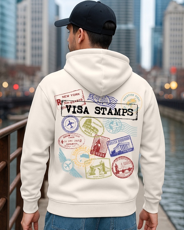 Men's Gardenia Stamp Graphic Printed Oversized Hoodies-Front Bewakoof Shop Men's Gardenia Stamp Graphic Printed Oversized Hoodies-Front