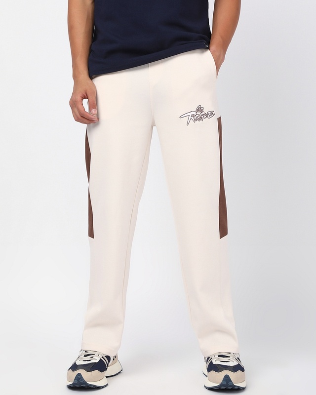 Shop Men's Gardenia The Rogue Color Block Oversized Wide Leg Track Pants-Front