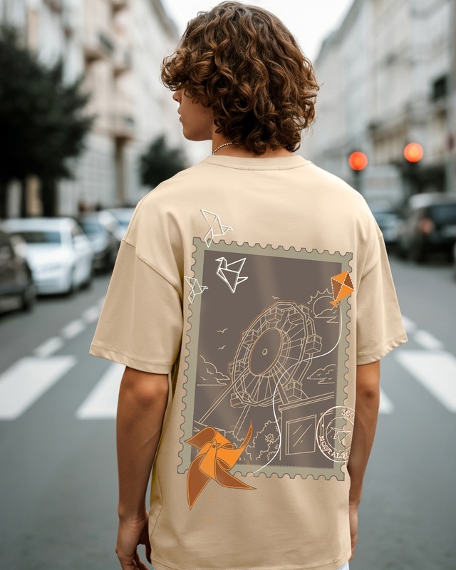 Shop Men's Ginger Root Brown 360 Nostalgia Graphic Printed Oversized T-shirt-Front