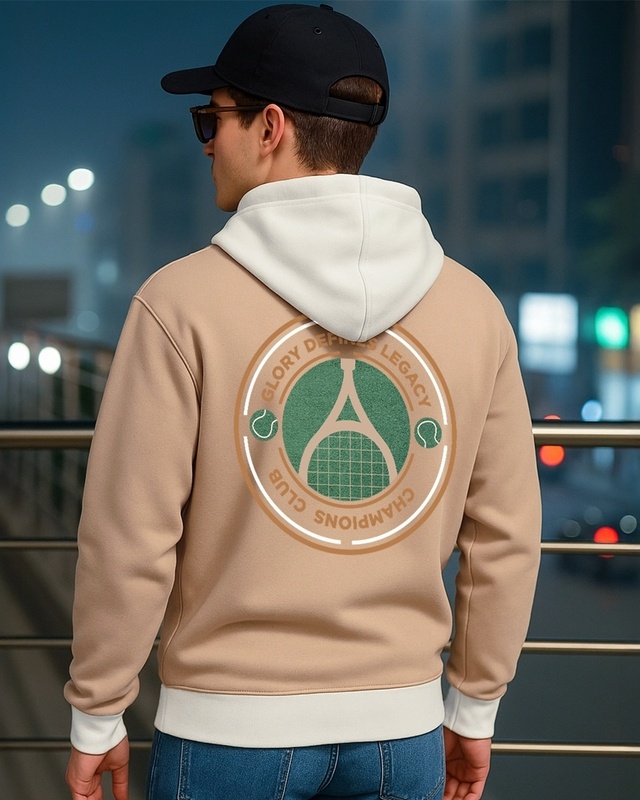 Shop Men's Ginger Root Brown Champion Graphic Printed Oversized Hoodies-Front