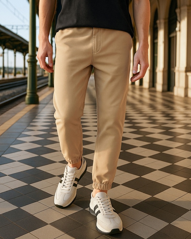 Shop Men's Ginger Root Brown Oversized Acid Wash Warm Joggers-Front