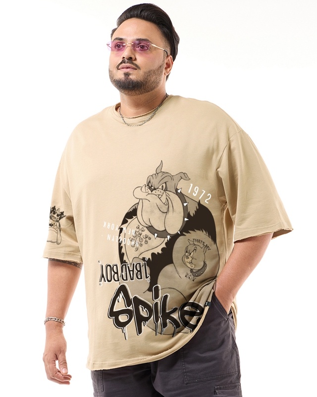 Shop Men's Ginger Root Brown Spike Graphic Printed Oversized Plus Size T-shirt-Front