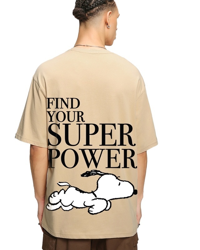 Shop Men's Ginger Root Brown Super Power Graphic Printed Oversized T-shirt-Front