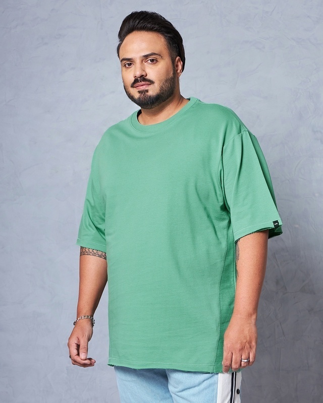 Shop Men's Green Oversized Plus Size T-shirt-Front