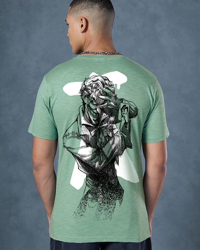 Shop Men's Granite Green Joker Card Graphic Printed T-shirt-Front
