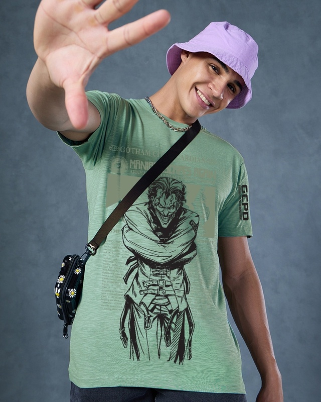 Shop Men's Granite Green Maniac Escapes Graphic Printed T-shirt-Front