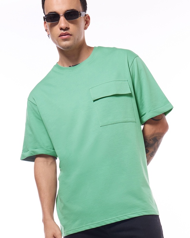 Shop Men's Granite Green Oversized T-shirt-Front