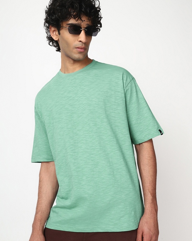 Shop Men's Granite Green Oversized T-shirt-Front