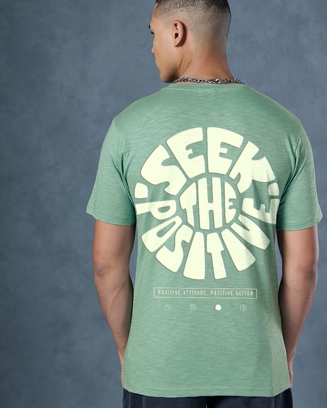 Shop Men's Granite green Peace Seeker Graphic Printed T-shirt-Front